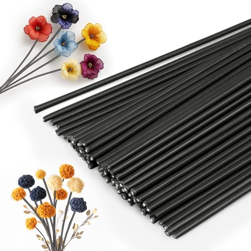 60 Pack Flower Stems, Floral Wire Stems, 2 Gauge Brown Floral Stem Wire for Paper Wrapped Wreath Making Supplies - color: Brown
