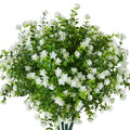 10PCS Artificial Eucalyptus Plants,Fake Boxwood Shrubs UV Resistant No Fade Faux Plastic Greenery for Wedding Bridal Bouquet Indoor Outdoor Home Garden Kitchen Office Table Vase(Milk Green) - color: Off-white