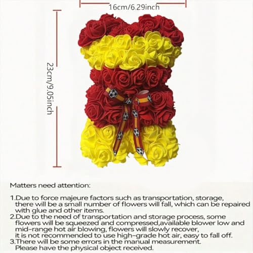 Spain Artificial Rose Flower Bear,Perfect Romantic Gift for Her, Valentine's Mother's Day, Christmas, Birthday,Thanksgiving Party Anniversary Girl Friend Wife Light Strips and Greeting Cards (ES) - color: Es