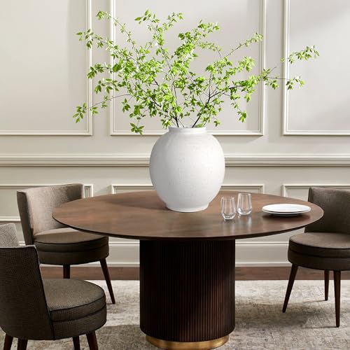 11" White Ceramic Vase, Rustic Farmhouse Living Room Home Decor | Artisan Handcrafted Large Ceramic Vase,Round Ceramic Flower Vase - size: 11.1Inch
