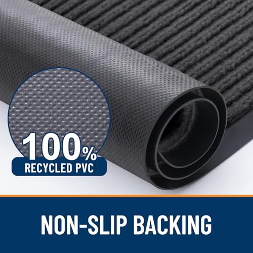 OLANLY Front Door Mat Indoor Outdoor Entrance, Waterproof Heavy Duty Doormat, Fade Resistant, Low Profile, Easy Clean Patio Porch Welcome Floor Mats for Entry, 29.5x17, Charcoal Grey - color: Charcoal Grey, size: 29.5" X 17"
