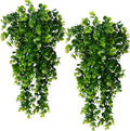 6pcs Artificial Hanging Plants Fake Hanging Plant Faux Eucalyptus Leaf Greenery Vine Outdoor UV Resistant Plastic Plants (6, Green) - color: Green