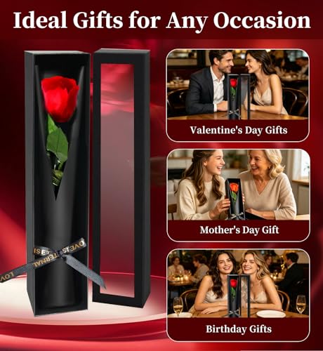 Preserved Flowers for Delivery,Red Rose Bouquets That Last 5 Years,Birthday Flowers Gifts for Women Mom Grandma Wife Friends,Mothers Day Roses Gift,Romantic Floral for Anniversary or Valentine’s Day - color: Red, size: Single Rose