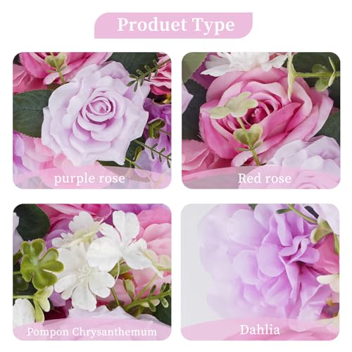 Pack of 10 Wedding Arch Decorations, 20.47 inch Artificial Flower Table Centerpieces Floral Arrangement for Wall Backdrop Party Bridal Shower Event Decor - Purple&Pink - color: Pink&purple