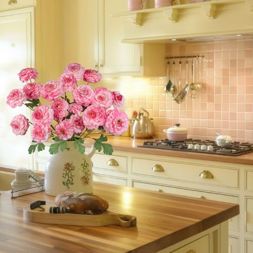 3 Pcs Artificial Flowers Spring Summer Pink Zinnia Silk Flowers with Long Stems Zinnia Elegans Artificial Flowers for Outdoors Floral Arrangements Table Centerpieces Wedding Party Home Decor - color: Dark Pink