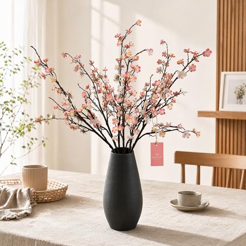 Plum Blossom Flowers,6 Pcs Artificial Light Pink Cherry Blossom Silk Flowers,Fake Cherry Stems,Faux Cherry Blossom Branches for Home and Office Decor (Light Pink, 6)… - color: Pink