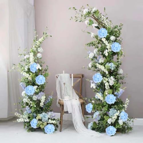 WEISPARK 100PCS Artificial Hydrangea Flowers, Fake Flowers Silk Hydrangea Full Flowers Heads with Stems for Wedding Home Party Shop Baby Shower Decor (Blue) - color: Blue