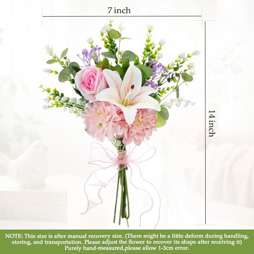 Suncalla Artificial Flowers Bouquet Romantic Fake Flower for Decoration and Wedding, Mix Faux Flowers Spring Decorations for DIY Bouquet Home Floral Arrangement Tables Centerpieces Decor
