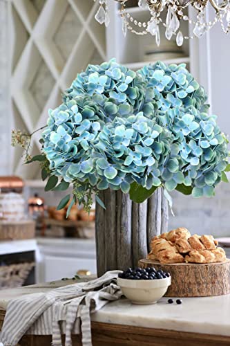 Artificial Blue Hydrangeas Tall Artificial Hydrangea Stems 26" Faux Hydrangea Silk Flowers Fake Hydrangea Resuable for Party,Home,Office Decor, Artificial Flower Perfect for Wedding Decor Gift-3 - color: Aqua Blue #3, size: 3PCS