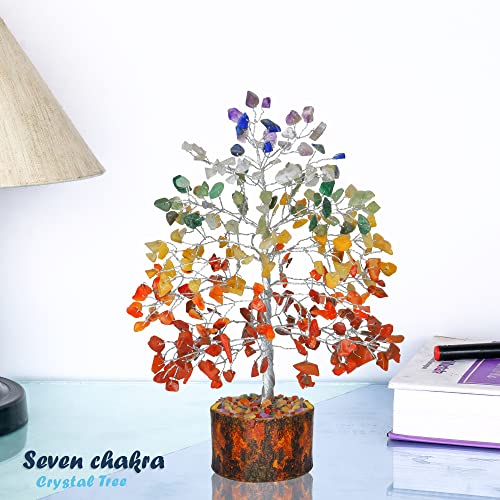 Chakra Tree - Crystal Tree for Positive Energy - Charkas Crystals - Spiritual Decor - Chakra Tree of Life Decor - Spiritual Things - Chakra Stones - Feng Shui Crystals and Stones - color: 7 Chakra Silver Wire, size: 10 Inch