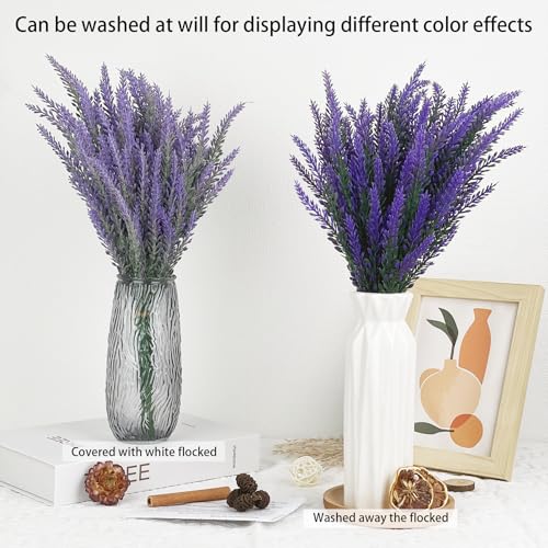 26 Bundles Lavender Fake Artificial Flowers, Faux Plastic Plants for Home Decor, Outdoors Wedding Kitchen Garden Patio Porch Window Box Office Table Centerpieces Indoor Outdoor Decorations - color: Grey Purple-26pcs