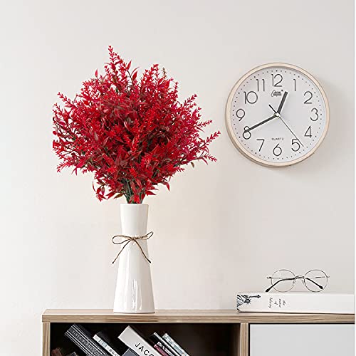 Outdoor Artificial Lavender Fake Flowers - 20 Bundles UV Resistant Outdoor Faux Plastic Flowers Plants Greenery Shrub for Indoor Outside Decoration(Red) - color: Red, size: 20 Bundles