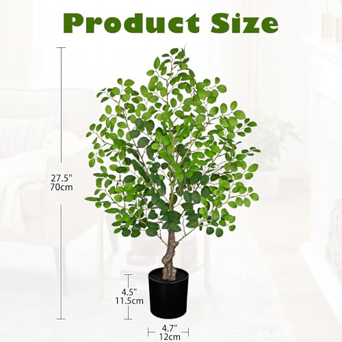 27" Artificial Tree in Pot, Realistic Faux Foliage with UV Resistant Leaves, Easy Assembly for Corner Floor Farmhouse Home Decor - color: Green-27"