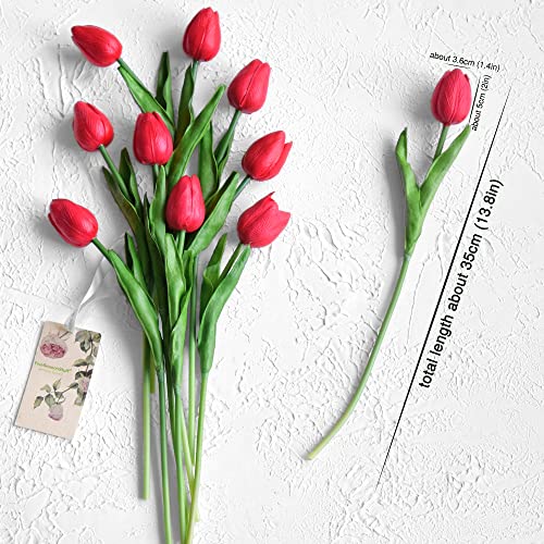 FiveSeasonStuff Real Touch Tulips Artificial Flowers – 15 Stems Faux Tulip Bouquet in Gift Box for Wedding, Home Decor, Party, Floral Arrangements (Scarlett Red) - color: #7 Scarlet Red