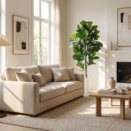 Aveyas 6ft Artificial Fiddle Leaf Fig Tree for Home Decor, 6 Feet Large Faux Plant Fake Ficus lyrata Silk Trees with Pot for Indoor Outdoor House Living Room Office (6 ft Tall Including Raised Pot) - color: Fiddle Leaf Fig Tree (6ft)