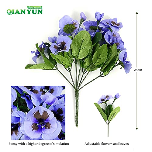 Fake Flowers Pansy Small Wild Flower Daisy Faux Plastic Purple Flowers for Home Wedding Kitchen Garden Table Centerpieces Indoor Outdoor Decor (8PCS,Purple) - color: Purple