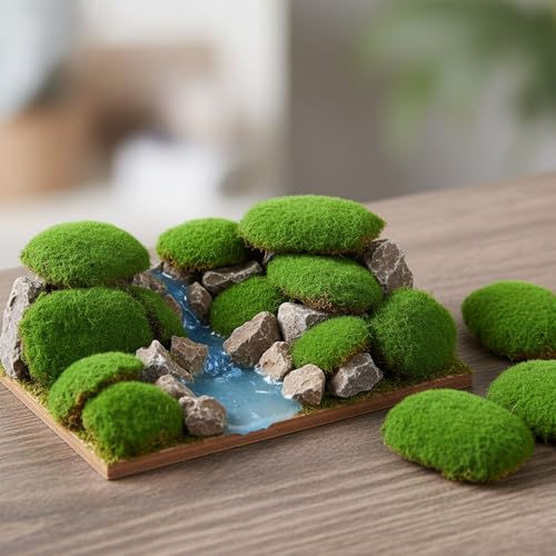 Solsew 6 Pcs Artificial Fake Green Moss for Potted Plant Indoor Waterproof Decorative Faux Moss Decor for DIY Crafts Garden Wedding Party Decoration(Fresh) - style: Fresh