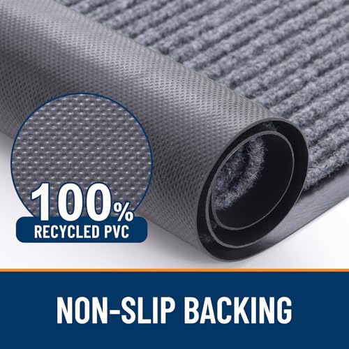 OLANLY Front Door Mat Indoor Outdoor Entrance, Waterproof Heavy Duty Doormat, Fade Resistant, Low Profile, Easy Clean Patio Porch Welcome Floor Mats for Entry, 29.5x17, Light Gray - color: Light Gray, size: 29.5" X 17"