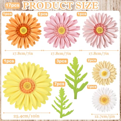 SUNBEAUTY Paper Flowers Decorations for Wall 3D Giant Daisy Artificial Flowers Bulletin Board Decoration Floral Paper Flowers Hanging for Spring Classroom Office Decor Wedding Baby Shower Garden Party - color: Daisy Paper Flowers