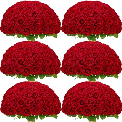 Waipfaru 200 Pcs Red Roses, Fake Roses Artificial Velet Flowers for Valentines Mothers Day Wedding Centerpieces Decor (Red) - color: Red, size: 200 Pcs