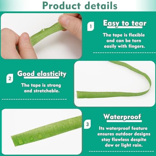 Flower Tape, Floral Tape for Bouquets, 1/2inch Green Flower Tape for Bouquet Stem Wrap Floral Arranging Craft Projects Corsages, Wedding Bouque - color: Light Green