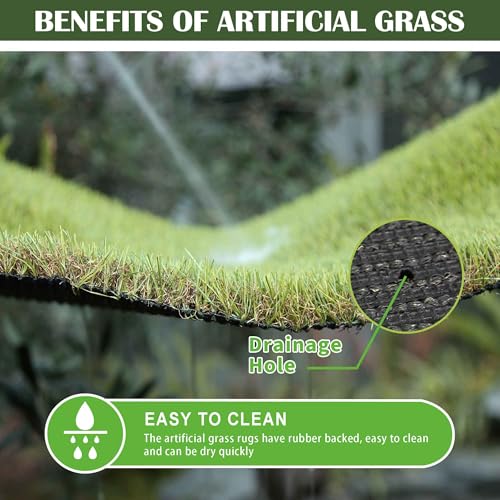 1.38" Artificial Grass Turf 5 x 10 FT, Indoor Outdoor Garden Lawn Landscape Patio Turf Grass Rug, Dog Grass Turf Pads Mat, Thick Fake Faux Turf, Dog Pets Grass Mats for Puppy Training - size: 5x10FT