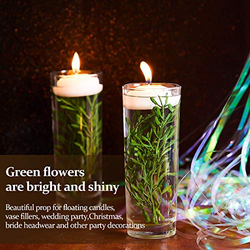 WILLBOND 50 Pcs Faux Flowers for Floating Candles Floating Flowers Vase Fillers for Centerpieces Mini Flower Filler Filling in Cylinder for Wedding Centerpiece Party Decor (Green) - color: Green