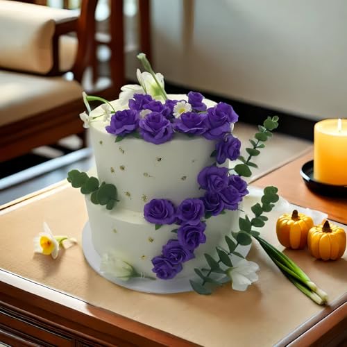 100 Pcs Mini Purple Roses Artificial Flowers Bulk, 1.9" Small Silk Fake Roses Flower Heads for Decoration, Wedding Centerpieces Bridal Shower Party Home Decor,DIY Crafts (Purple) - color: Purple
