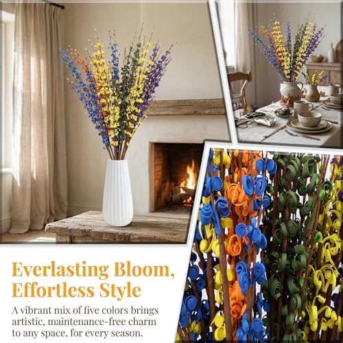 Wootkey 29.5" 10 Pcs Colorful Long Jasmine Artificial Flowers Faux Dry Jasmine Flowers for Vases Indoor Home Decorations Spring Party Decor (DeepColor) - color: Deepcolor, size: 10pcs-29.5''