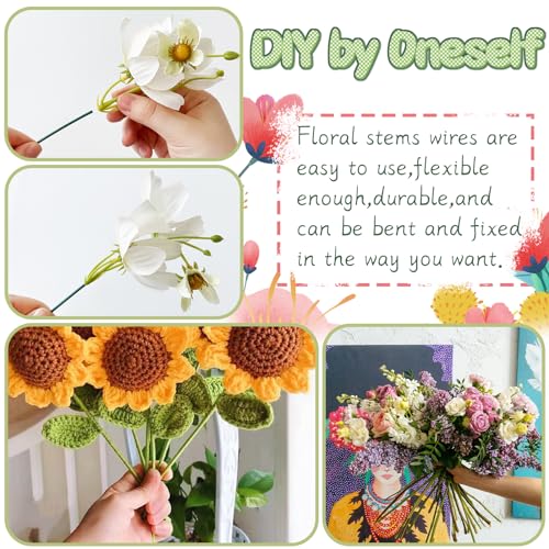 100 Pcs Floral Stems Wire for Paper Flower,14 Inch 2 Gauge Dark Green Floral Stem Wire,Crafting Floral Stem for Flower Arrangements DIY,Bouquet Stem Wrapping and Crafts - size: 100 Pcs Green 2 Gauge