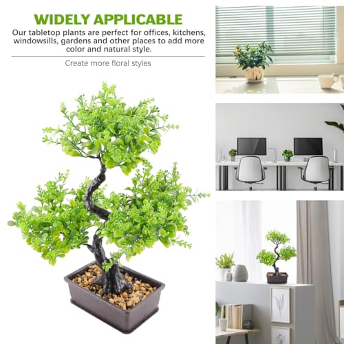 Artificial Bonsai Tree，Fake Plants Lifelike Plastic Bonsai Plant Simulation Green Plants for Home and Office Decor（Green） - color: Color 2