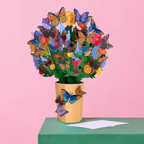 Lovepop Everyday Pop-Up Card for Her and Him - 3D Pop-Up Bouquet Greeting Cards for Men, Women - Lavender Butterfly - 12" x 8.5" Floral Bouquet - Blank Note Card Included - color: Brilliant Butterfly Bouquet