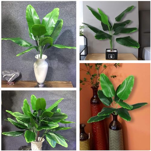 Artificial Bird of Paradise Plants 31 Inch 2 Pack, Fake Banana Trees 9 Branches Big Leaves Real Touch Greenery Palm Faux Plant for Indoor Outdoor Floor Plant Home Living Room Office Bedroom DIY Decor - color: Bird of Paradise - 2 Pack