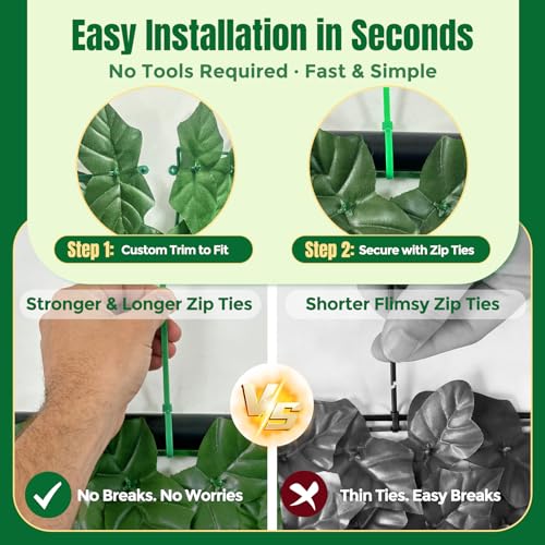 KASZOO Artificial Ivy Privacy Fence Screen - 120x40in Artificial Faux Privacy Fence Panel Artificial Green Wall Balcony Privacy Screen Decoration for Patio, Balcony, Wall, Backyard Indoor Outdoor - size: 120 in x 40 in - Maple Leaf