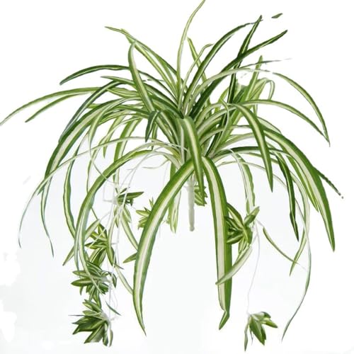 3 Packs Artificial Spider Plant, Silk Faux Chlorophytum Comosum Fake Spider Hanging Plant Decor for Outdoor Indoor Home Garden Office Decoration