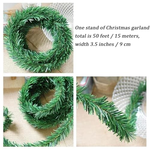 Christmas Garland, 54ft Artificial Christmas Garland Imdoor or Outdoor Use Non-Lit Greenery Garland - size: 51ft