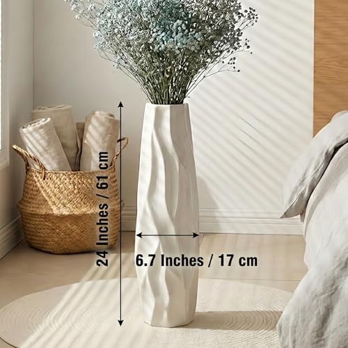 Large Floor Ceramic Vase 24 Inches Tall,White Modern Flower Tall Vases for Office, Home,Farmhouse,Living Room Décor,Simple Origami Design Fall Decorative Porcelain Flower Arrangement Vase Ideal Gift - color: Shape 2, size: 24 inch