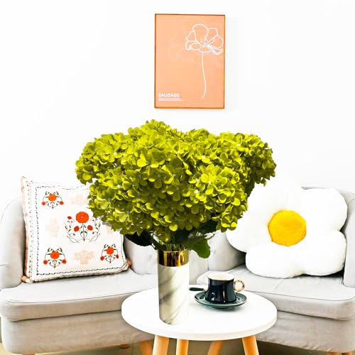 8pcs Green Hydrangea Artificial Flowers 27.62" Large Realistic Single Long Stem Faux Silk Hydrangea Bouquets Flowers Arrangements Home Office Decor Wedding Centerpieces DIY - color: Green