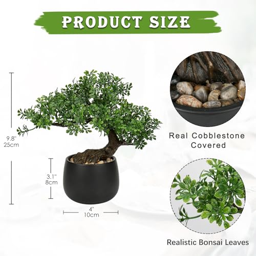 Artificial Bonsai Tree Juniper Faux Plants Indoor Fake Plants Decor with Ceramic Pots for Home Table Office Desk Bathroom Shelf Bedroom Living Room Farmhouse Decorations - style: Ficus