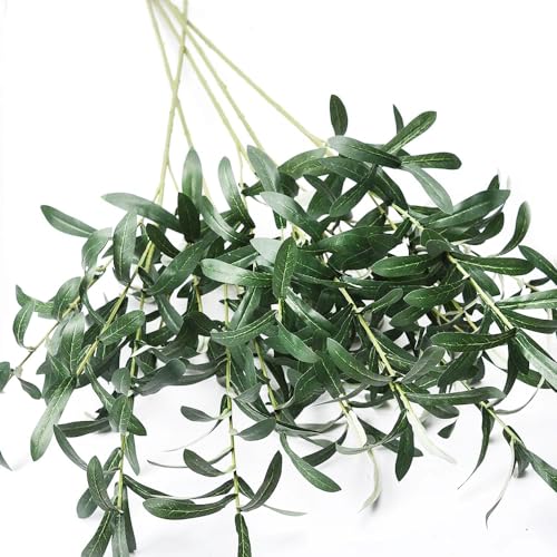 5pcs Olive Branches for Vases Artificial Plants Greenery Stems for Vases Olive Leaves Plant (Green)