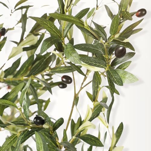 LYERSE 4ft Olive Tree - Olive Trees Artificial Indoor - Faux Olive Tree 4ft with Large Olive Branches and Lifelike Fruits - Fake Olive Tree for Modern Home Office House Living Room Decor - size: 4ft
