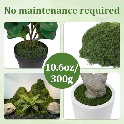 Dallisten Fake Green Moss for Plants Indoor, 10.6oz Artificial Moss for Crafts, DIY Fairy Garden Décor, Table Centerpieces, Wedding Floral Arrangements, Model Making & Indoor Outdoor Home Decoration - color: 10.6oz Dark Green