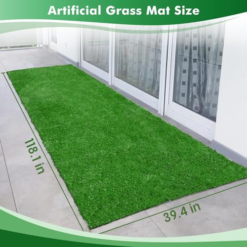 118.1 x 39.4 Inch (Pack of 1) Dog Grass Pad, Extra Large Artificial Grass Turf Mat, Fake Grass for Large Dog Potty Training Indoor Outdoor Balcony Patio Lawn Decoration - size: 118.1 x 39.4 Inch (Pack of 1)