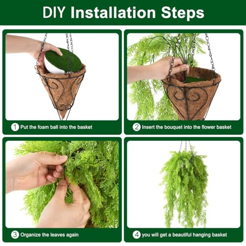 ZFProcess Artificial Faux Hanging Plants Basket for Spring Outdoor Decoration, Fake Seaweed Plant UV Resistant Look Real for Outside Porch Home Patio Balcony Yard(Green) - color: Green