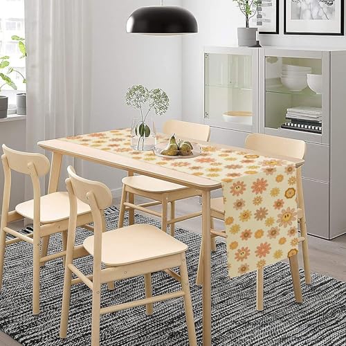 Retro Mid Century Hippie Table Runner Vintage Groovy Abstract Florals 1960s 1970s Boho Dinner Runner for Country Farmhouse Home Kitchen Birthday Party Holiday 36X13inch - color: Bohoflower-10, size: L36"x W13"