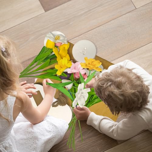Cinrobiye 6 Set DIY Tulip Bouquet Kit, Artificial Flower Arrangement Craft Set, Wedding Centerpieces, Bridal Shower Table Decor, Party Decorations and Spring Event Floral Display - color: green