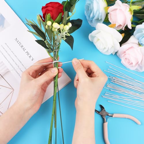 CCINEE 18 Gauge White Floral Stem Wire, 100 PCS Paper Wrapped Florist Wire for DIY Crafts Floral Arrangement Artificial Flower Making, 14 inch - color: #18 White, size: #18