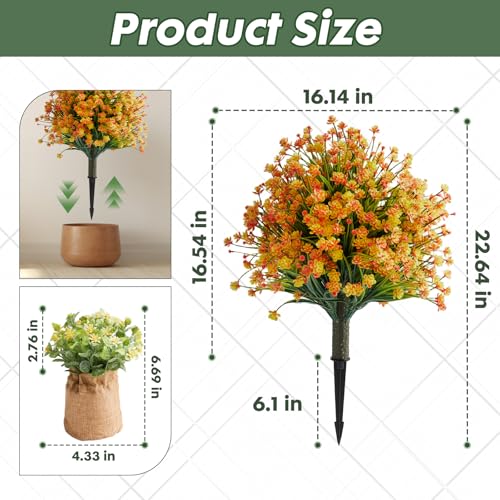 Set of 2 Artificial Monkey Grass & Yellow Flowers Topiary Balls, 22.6" UV-Resistant Faux Evergreen Shrubs with Ground Spikes — Festivel Outdoor and Indoor Décor Plants for Porch, Patio, and Garden - color: 2pcs 22.6in Monkey Grass With Yellow Flowers