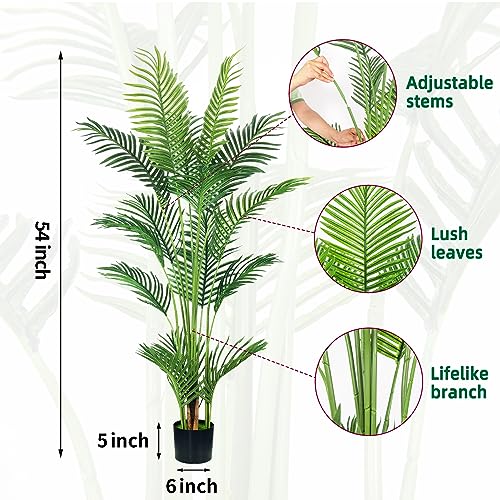 HAIHONG 4.5FT Artificial Palm Tree,Faux Areca Palm Plant with Real Touch Leaves and Adjustable Branches,Fake Tropical Palm Tree for Home Office Indoor Outdoor Modern Decoration - color: Areca Palm Plant, size: 4.5FT-1Pack