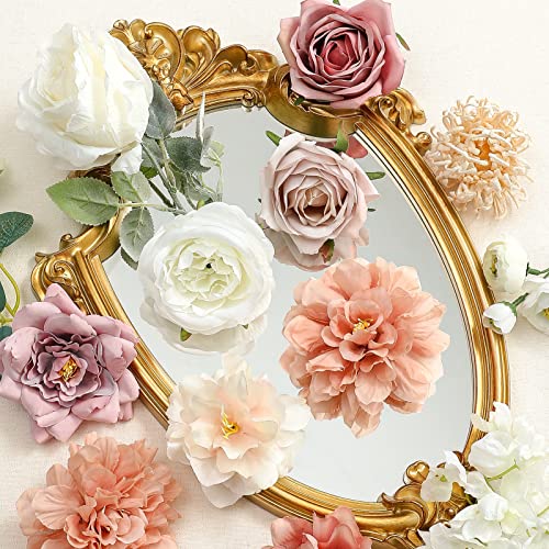YYHUAWU Artificial Flowers Combo Set Fake Flower Leaf Box with Stems for DIY Wedding Bouquets Centerpieces Flower Arrangements Decorations Baby Shower Party Home Decorations White Pink - color: White Pink